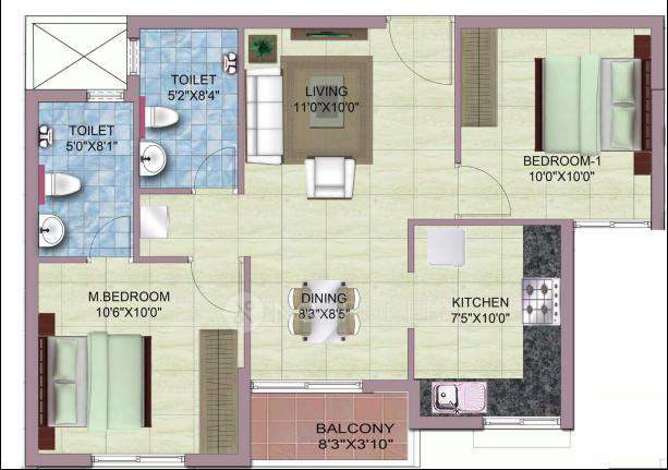 2 BHK Flat In Bscpl Bollineni Renata For Sale  In Ottiyambakkam