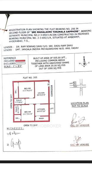 2 BHK Flat In Sri Maha Lakshmi Tirumala Saphire Apartment For Sale  In Amberpet