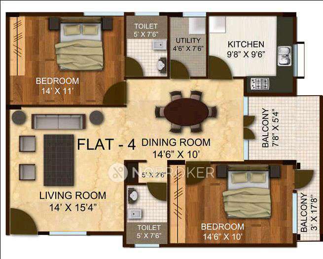 2 BHK Flat In Ambara Shree Krishna Apartments For Sale  In Thanisandra Main Rd 