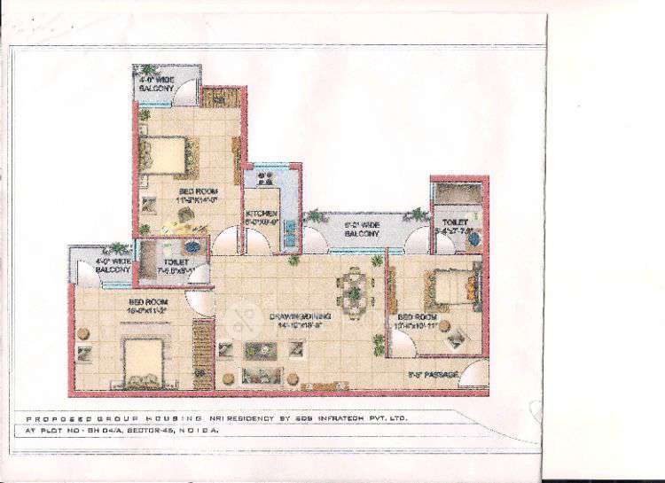 3 BHK Flat In Sds Nri Residency For Sale  In Noida Sector 45
