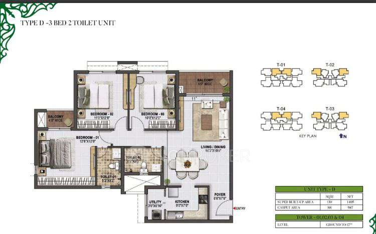 3 BHK Flat In Prestige Green Gables For Sale  In Kadubeesanahalli