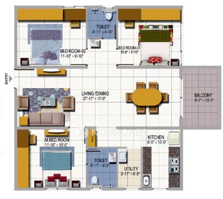 3 BHK Flat In Urbanrise On Cloud 33 for Rent  In Bachupally