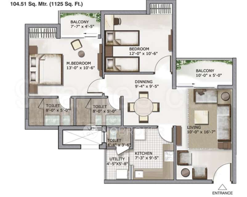 2 BHK Flat In 3c Lotus Zing for Rent  In Sector 168