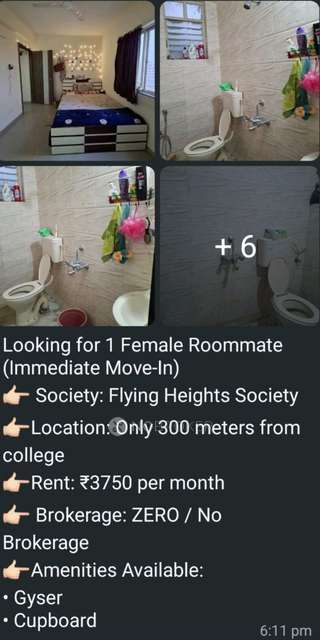 Shared Room for Female In 1 BHK  In Devki Flying Heights Society , Lohegaon , Near Ajeenkya D Y Patil University In Ajeenkya Dy Patil University