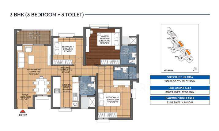3 BHK Flat In Ivory At Brigade Orchards Phase 2 For Sale  In Devanahalli