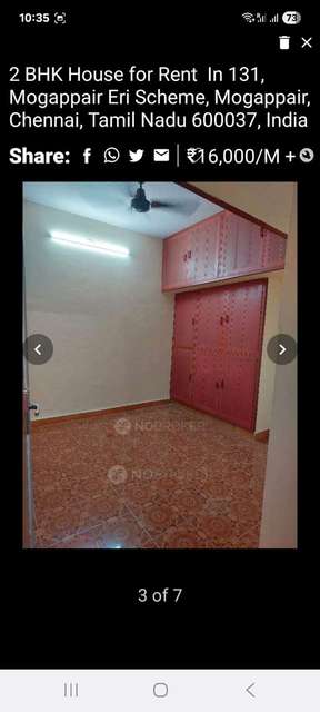 2 BHK House for Rent  In 131, Mogappair Eri Scheme, Mogappair, Chennai, Tamil Nadu 600037, India