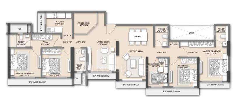 4 BHK Flat In Elegant Residency For Sale  In 4vg2+5jc, Mogra Pada, Natwar Nagar, Andheri East, Mumbai, Maharashtra 400069