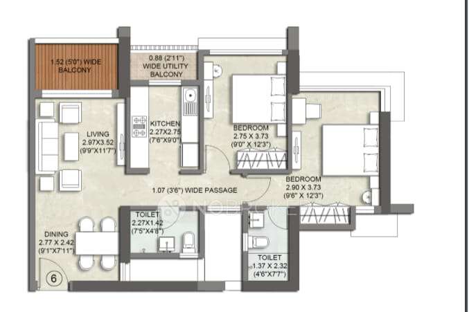 2 BHK Flat In Kalpataru Paramount, Thane West for Rent  In Thane West