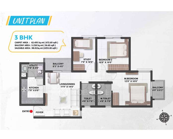 3 BHK Flat In Shriram Whytfield, Budigere Cross for Rent  In Shriram Wyt Field