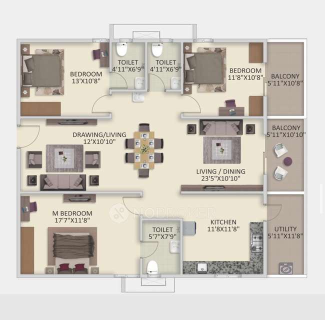 3 BHK Flat In Signature Altius, Kollur For Sale  In Delhi Public School , Kollur