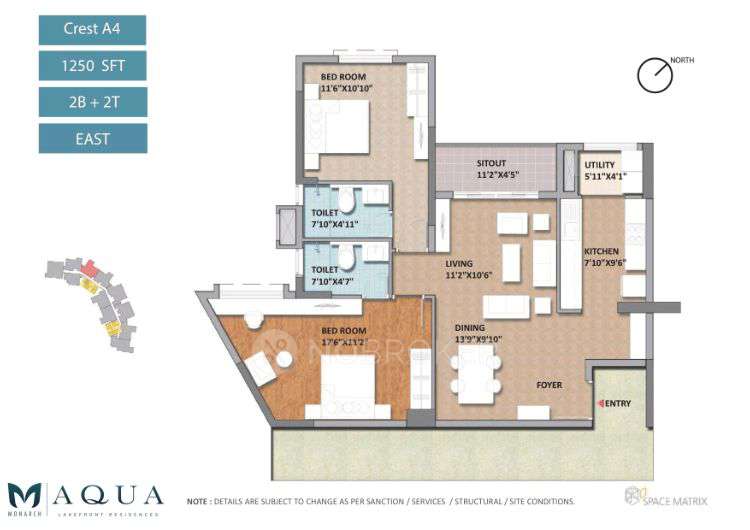 2 BHK Flat In Monarch Aqua For Sale  In 2p82+3q7, 15, Nh 75, Venkateshwara Layout, Chikkabasavanapura, Krishnarajapuram, Bengaluru, Karnataka 560036, India