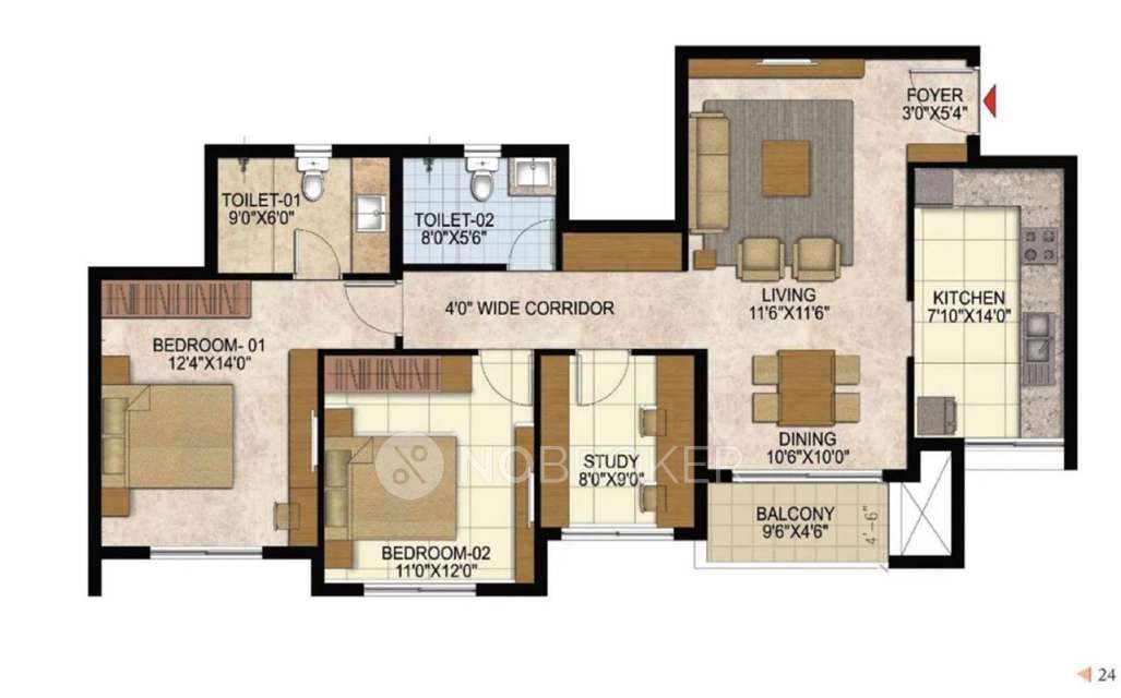 3 BHK Flat In Prestige West Woods for Rent  In Binnipete