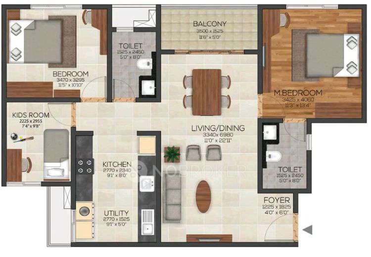 3 BHK Flat In Brigade Cornerstone Utopia for Rent  In Brigade Cornerstone Utopia