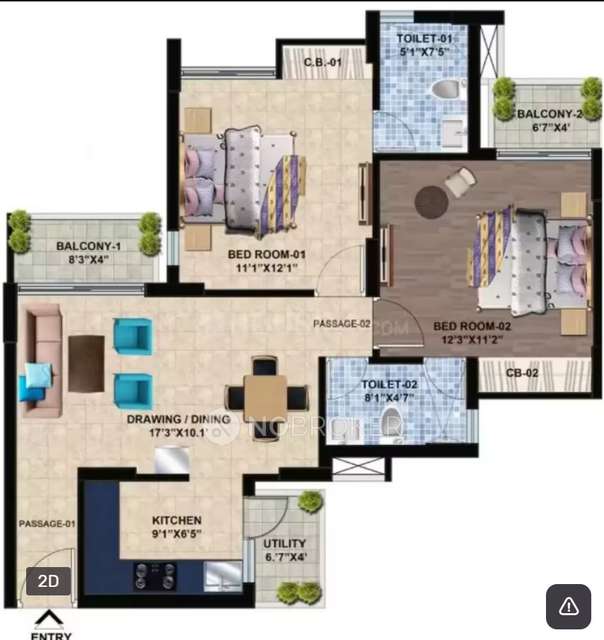 2 BHK Flat In Sikka Kaamya Greens, Gh- 02b, Sector 10, Noida Extension, Greater Noida For Sale  In Bhangel