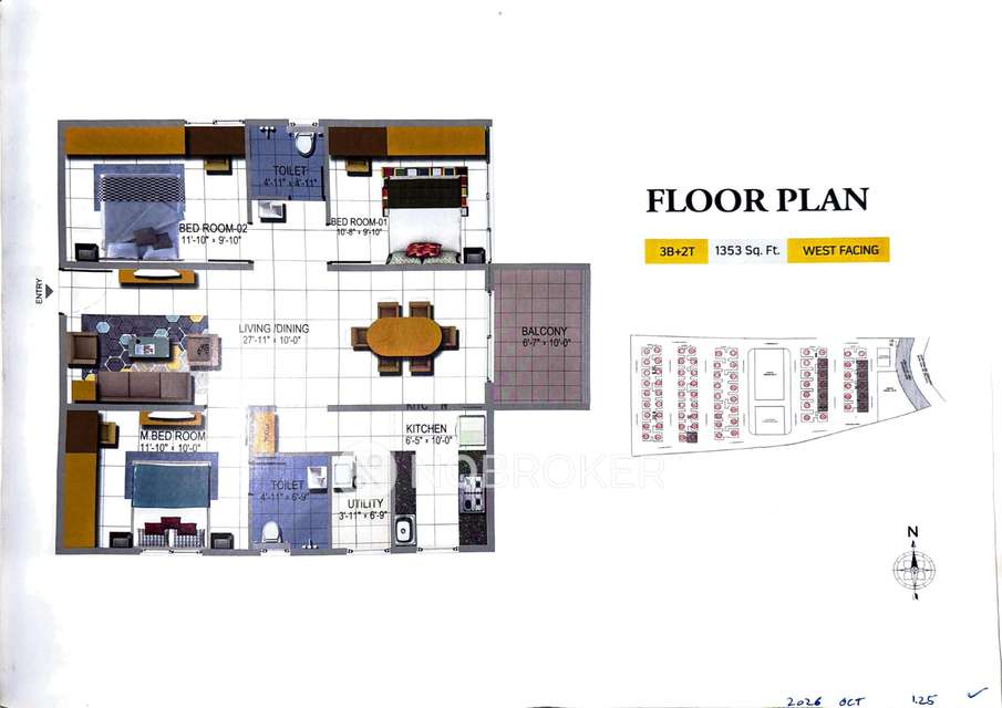 3 BHK Flat In Urban Rise On Cloud for Rent  In Bollaram Industrial Area