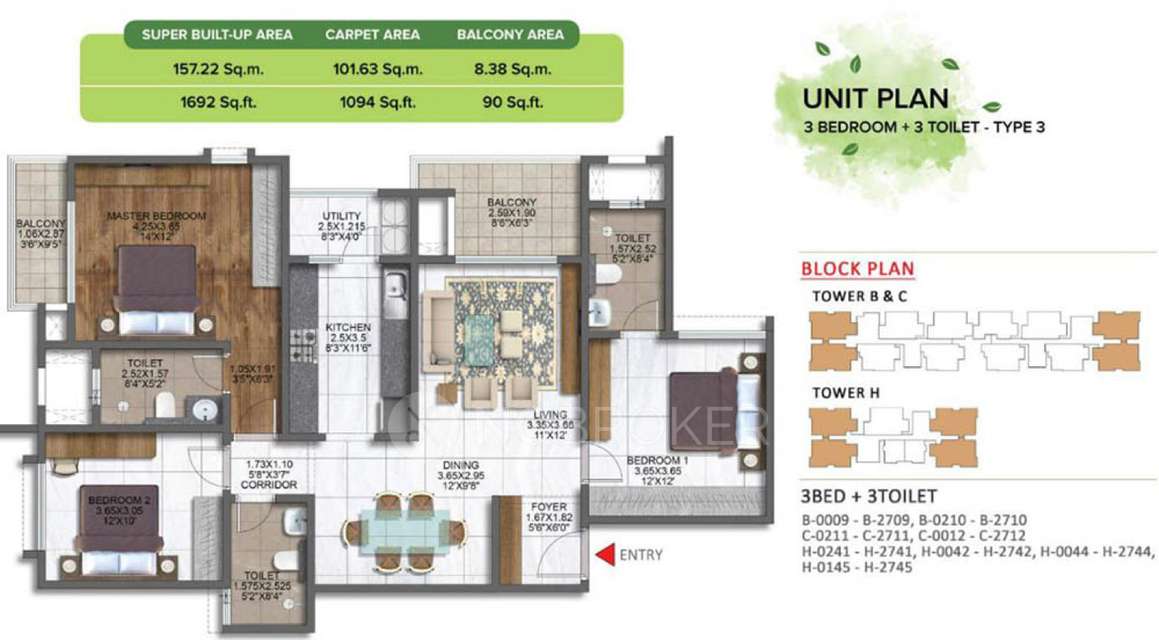 3 BHK Flat In Brigade Sanctuary For Sale  In Brigade Sanctuary