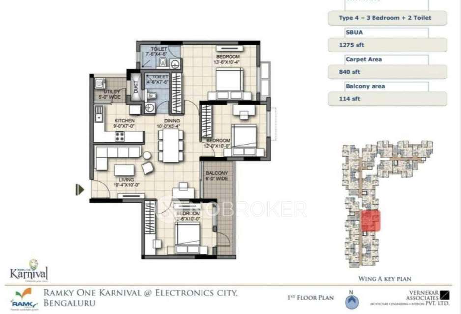 3 BHK Flat In Ramky One Karnival for Rent  In ********** **** Ph *