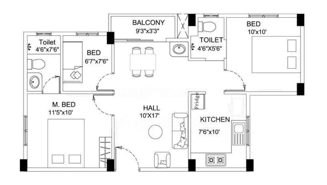 3 BHK Flat In Amarprakash Temple Waves for Rent  In Kundrathur
