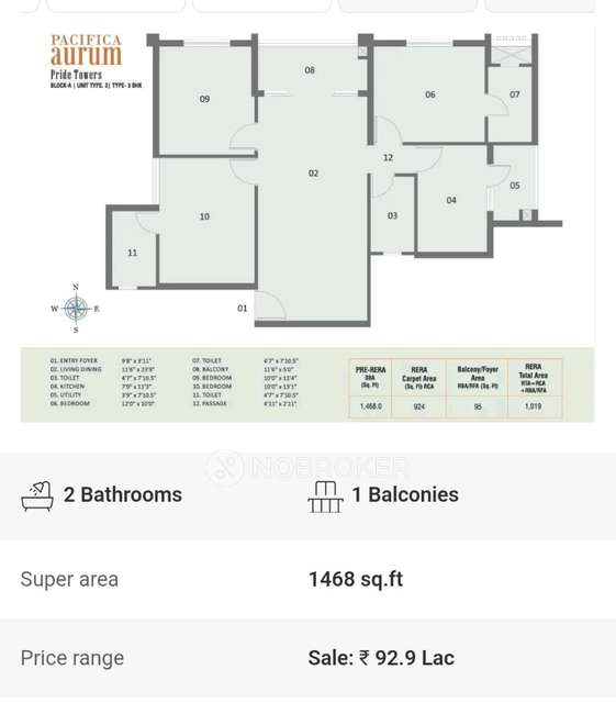 3 BHK Flat In Pacifica Aurum Pride Tower For Sale  In Padur