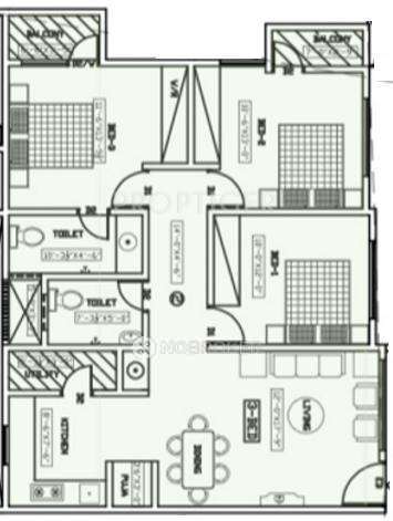 3 BHK Flat In Vaibhav Urbana for Rent  In Mahalakshmi Layout,