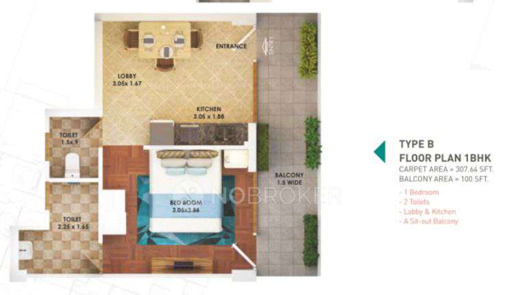 1 BHK Flat In Pyramid Heights for Rent  In Sector 85