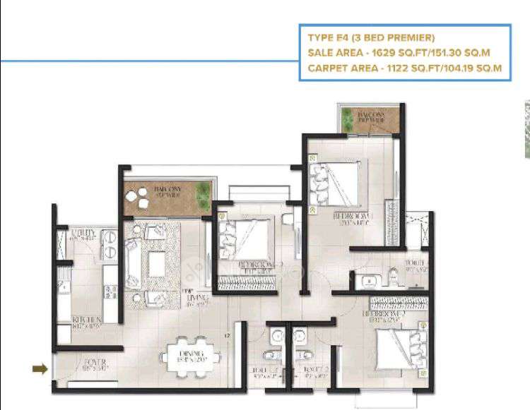 3 BHK Flat In Meridian Park At The Prestige City For Sale In Sarjapur