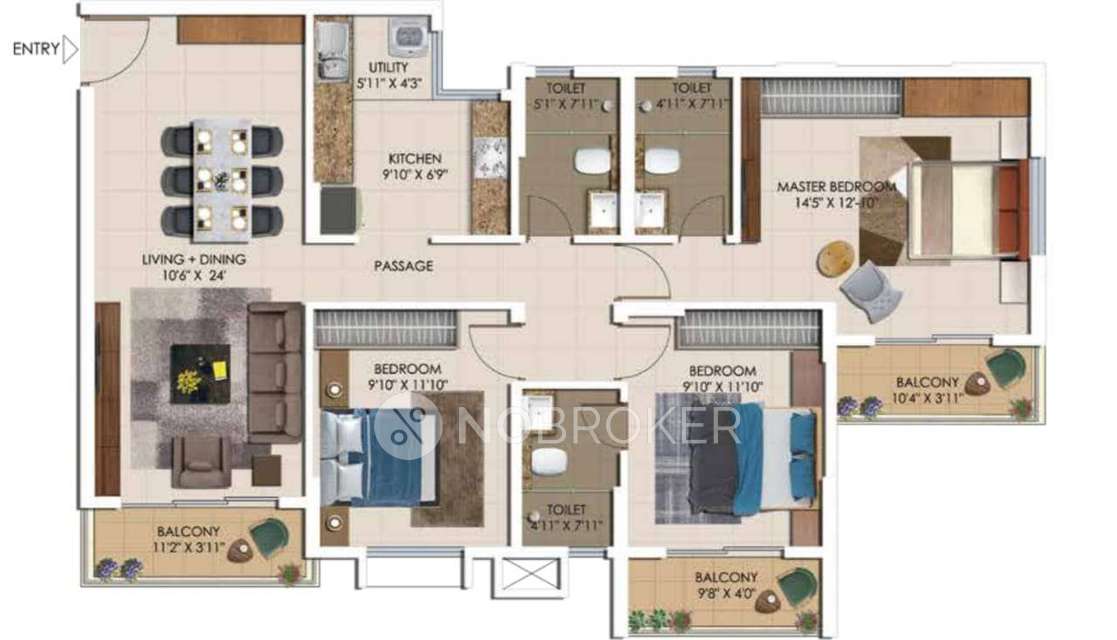 3 BHK Flat In Sattva Park Cubix For Sale  In Salarpuria Sattva Park Cubix Bangalore