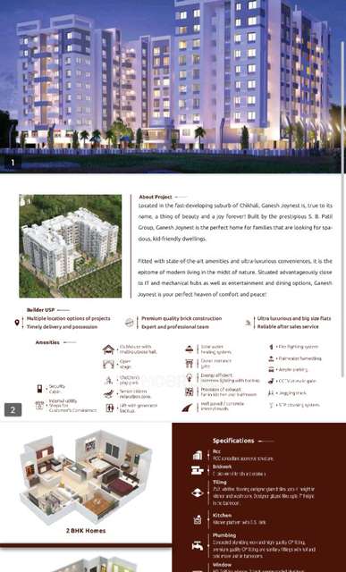 2 BHK Flat In Ganesh Joynest for Rent  In Chikhali