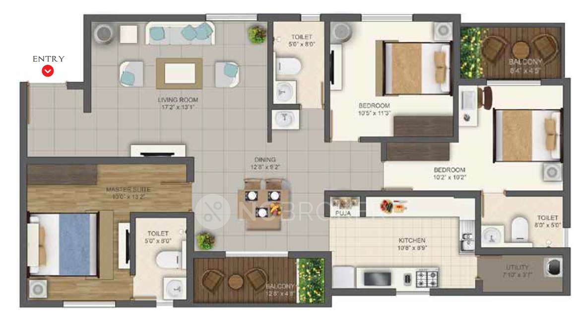 3 BHK Flat In Deccan Habitat, Yeswanthpur, Bangalore For Sale  In Yeswanthpur, Bangalore